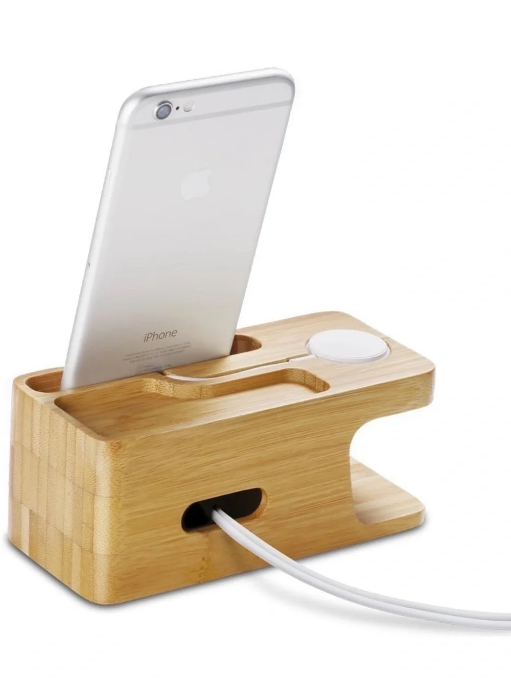 Spigen Bamboo Charging Dock Stand for Apple Phone & Watch - Natural Wood